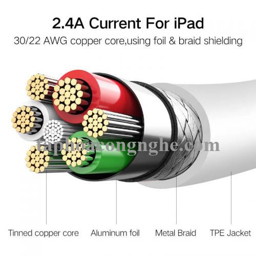 Ugreen 20875 0.5M màu Trắng Cáp sạc đa năng USB sang MicroUSB + Lightning US178 30020875